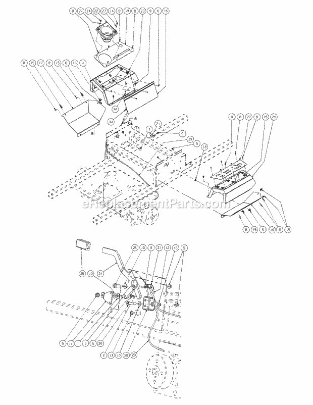 Brake Assembly Diagram and Parts List for M48-KH 53AH8CT2050 Cub Cadet Sprayer